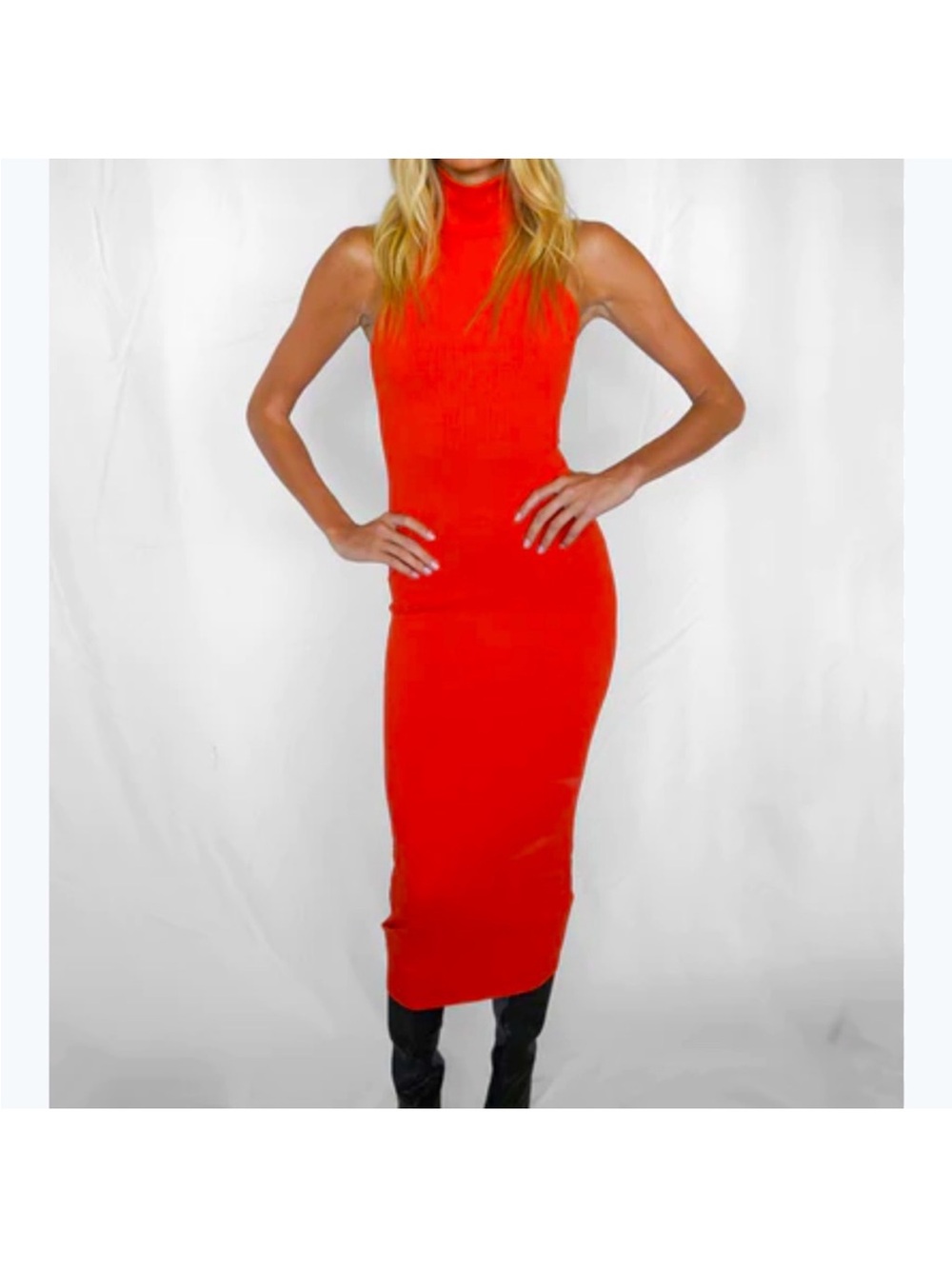 House of Harlow 1960 Orange Mock Neck Midi Dress Size M